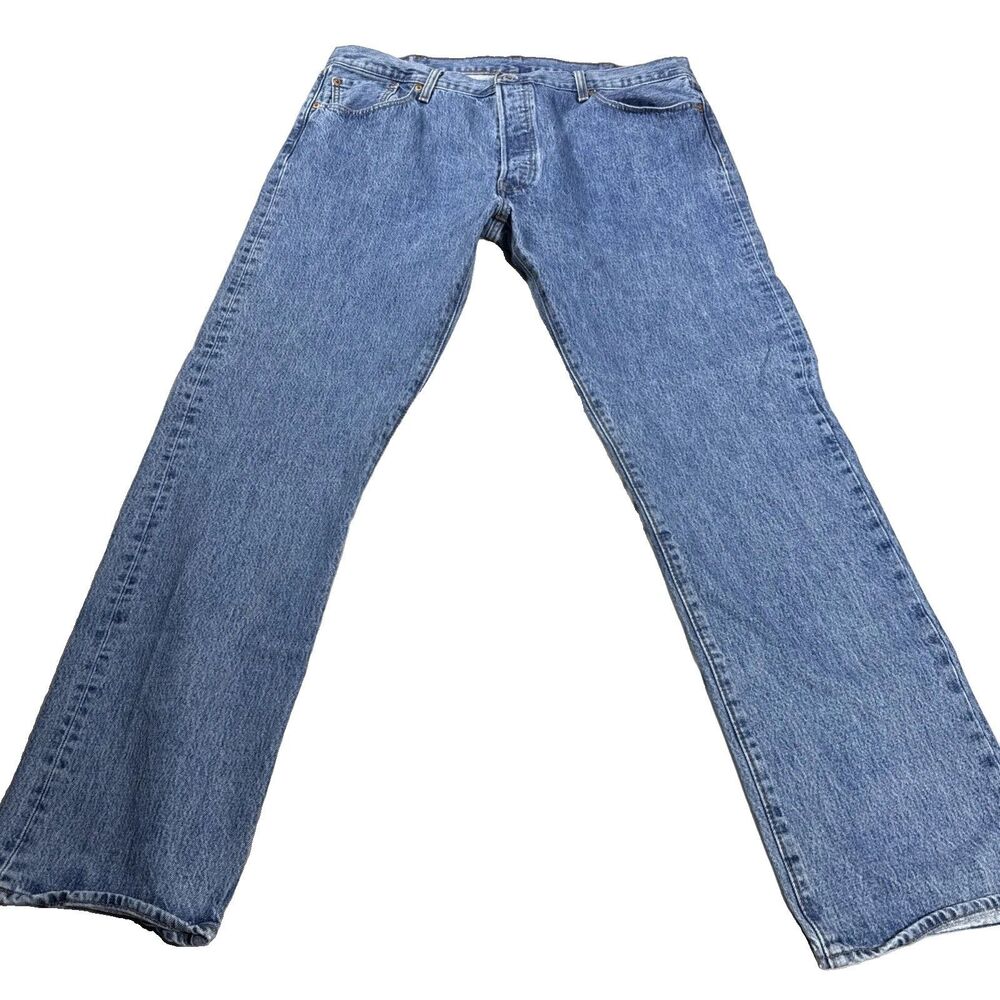 Levis 501 Button Fly Mens Denim Jeans Straight Leg Size 40x34 Heavy Denim Jeans